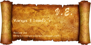 Vanya Elemér névjegykártya